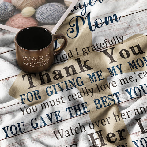 AIYUBOFUN Mom Blanket wrapped around for comforting moments at home.