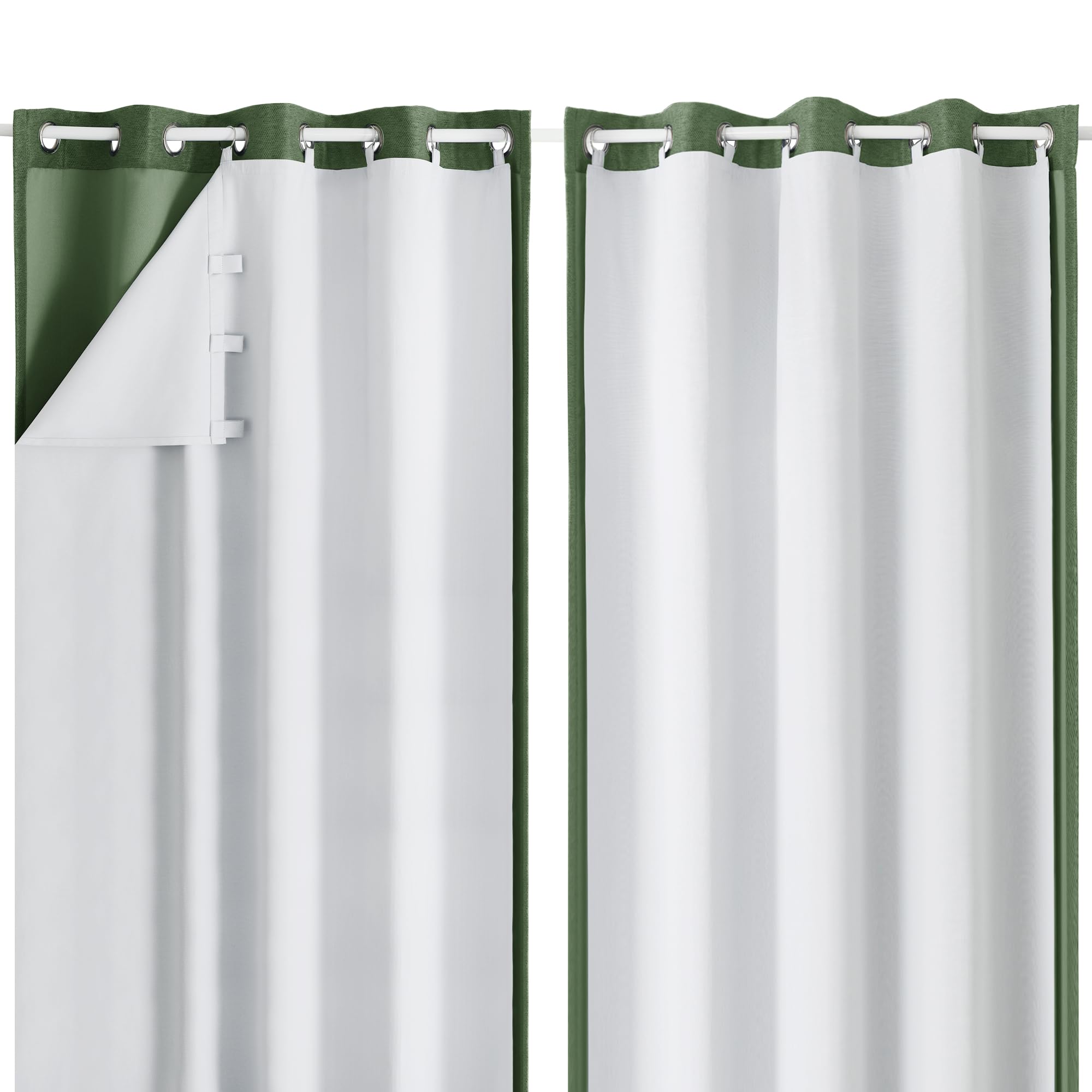 Aiyufeng blackout liner behind curtains, two panels enhance privacy and light control.