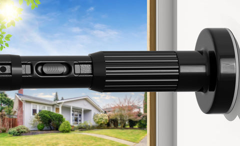 AIZESI extension rod in action, adjustable length for wide windows and patio doors.