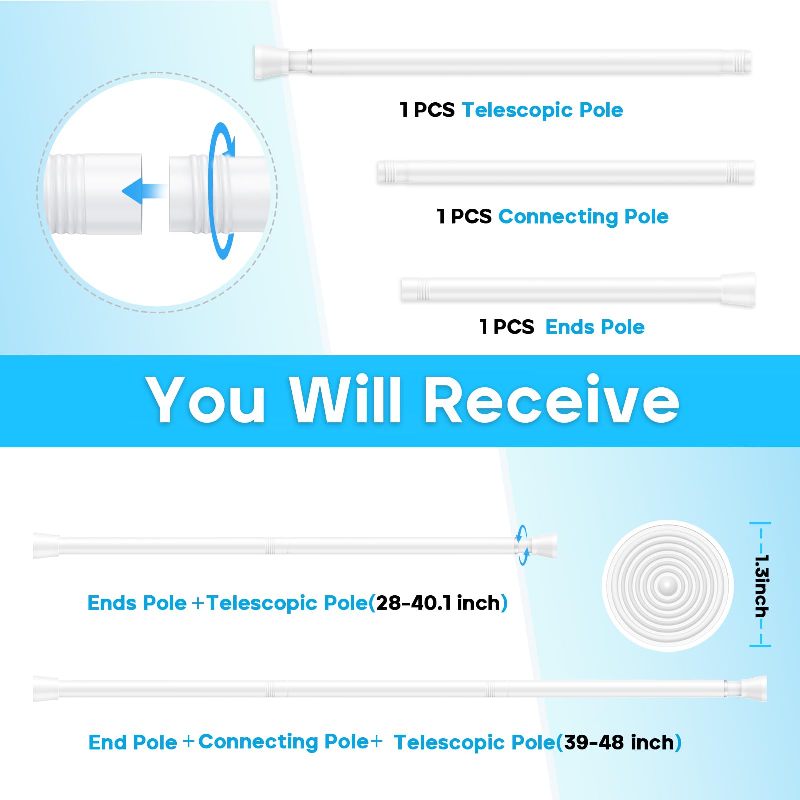 AIZESI white no-drill curtain rod demonstrating easy installation