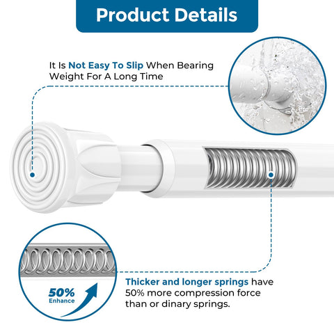 AIZESI curtain rod with non-slip end pads stays in place securely.