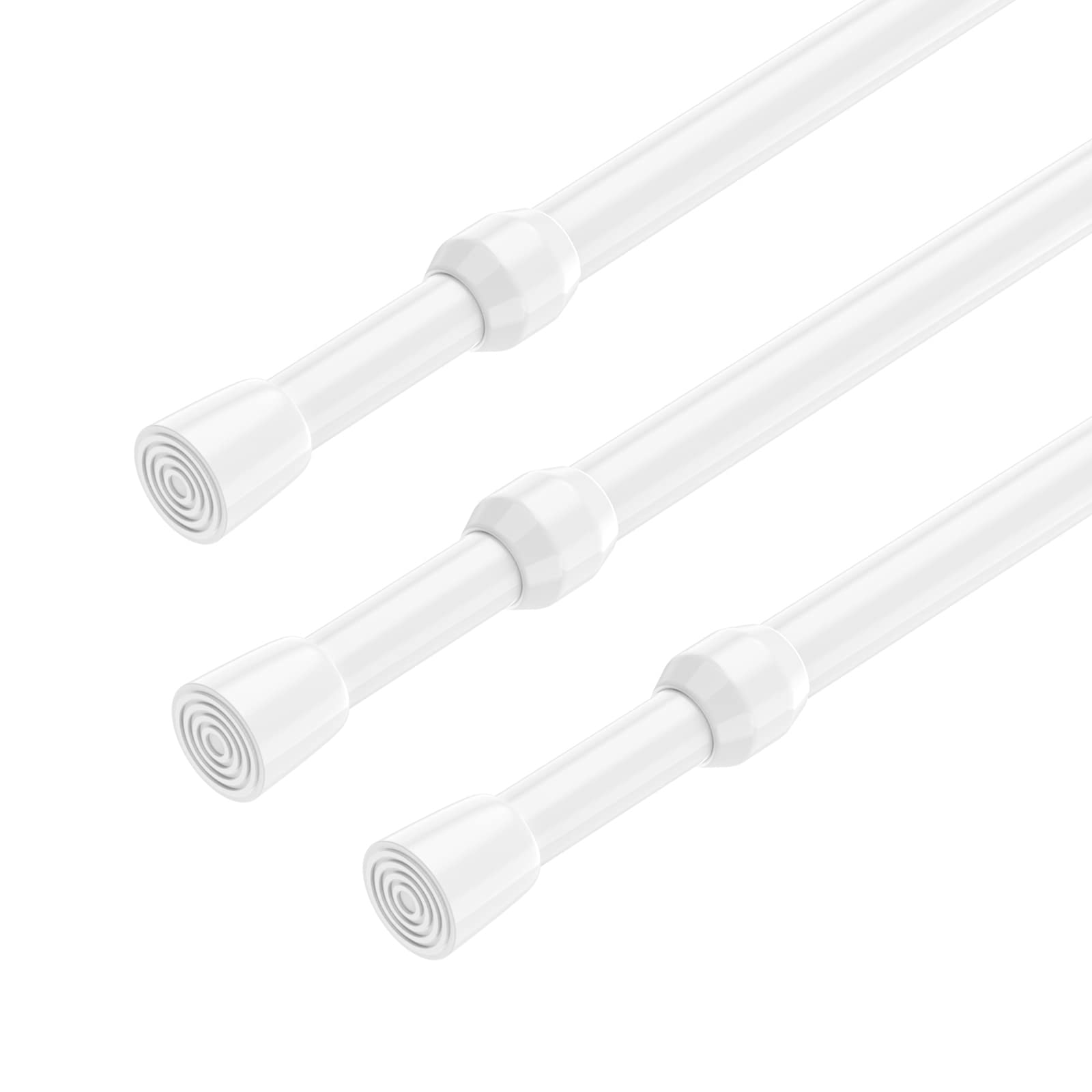 AIZESI spring tension rod extended to fit 28–36 inch window opening.