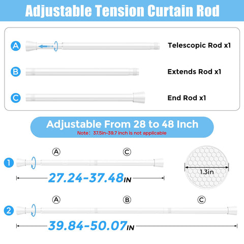 AIZESI tension rod assembly parts shown for customizable length options