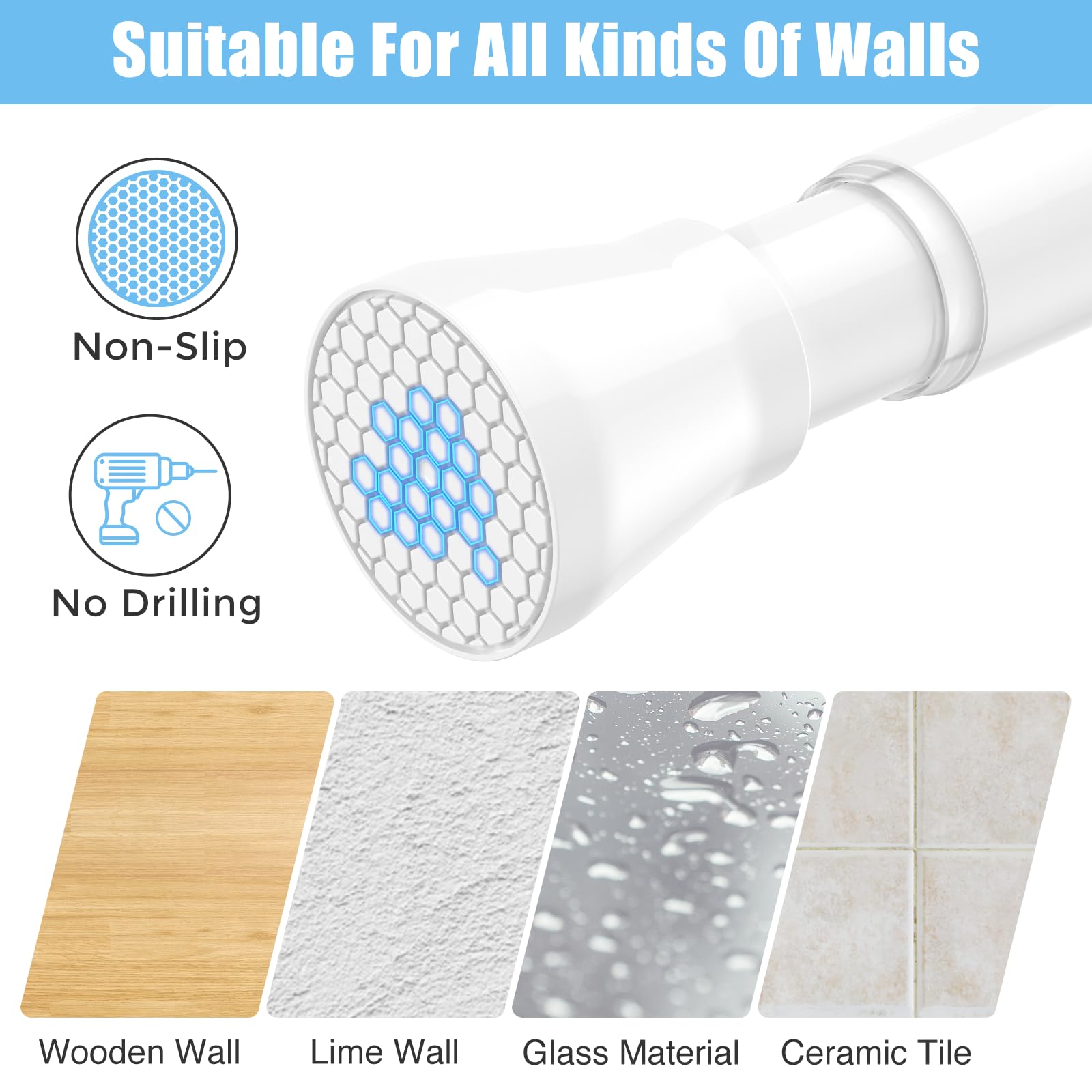 AIZESI tension rod in-use in kitchen for lightweight drapery