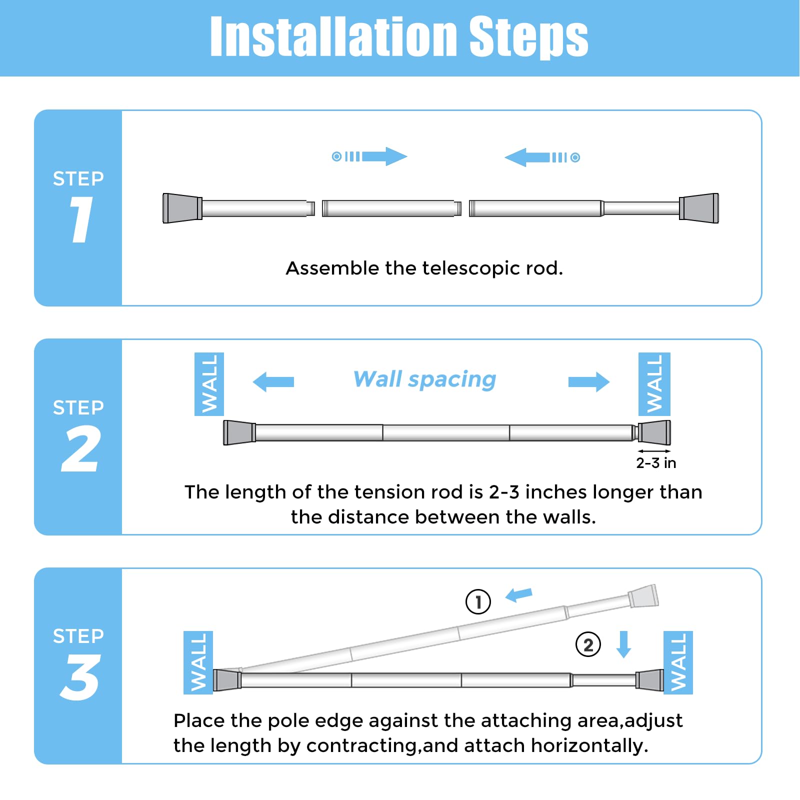 No-drill design of AIZESI tension rod ideal for rental spaces