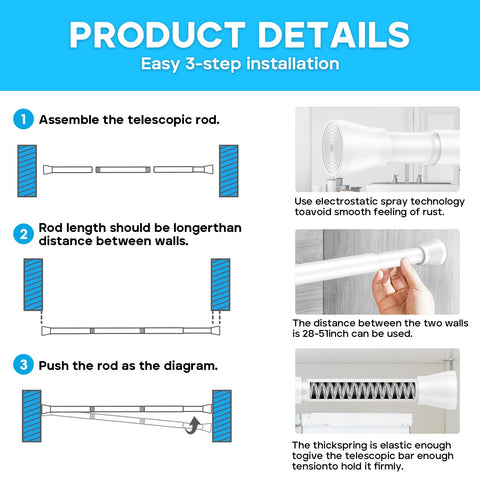 AIZESI two-piece rod set ready for quick window dressing