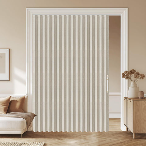 AJAZZ 100% blackout accordion curtain folded close-up shows space-saving design