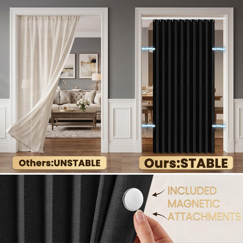 AJAZZ easy-install door curtain requires no drilling or adhesives.