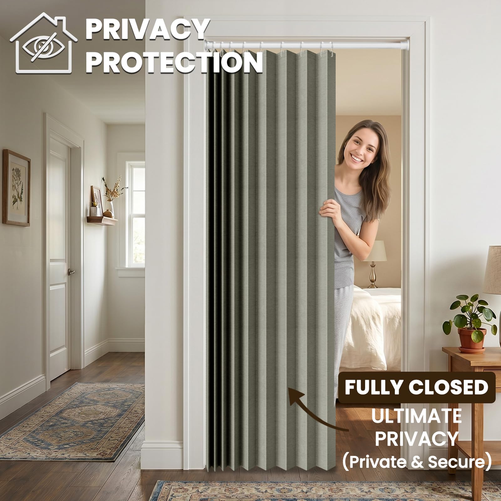 AJAZZ invisible folding curtain design preserves space aesthetics when not in use.