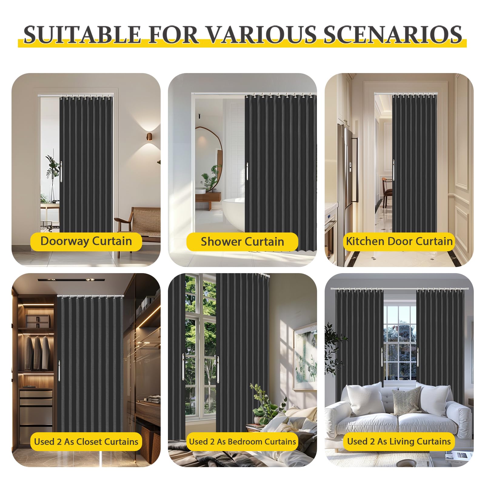 AJAZZ versatile curtain fits bedrooms, living rooms, wardrobes, and more.
