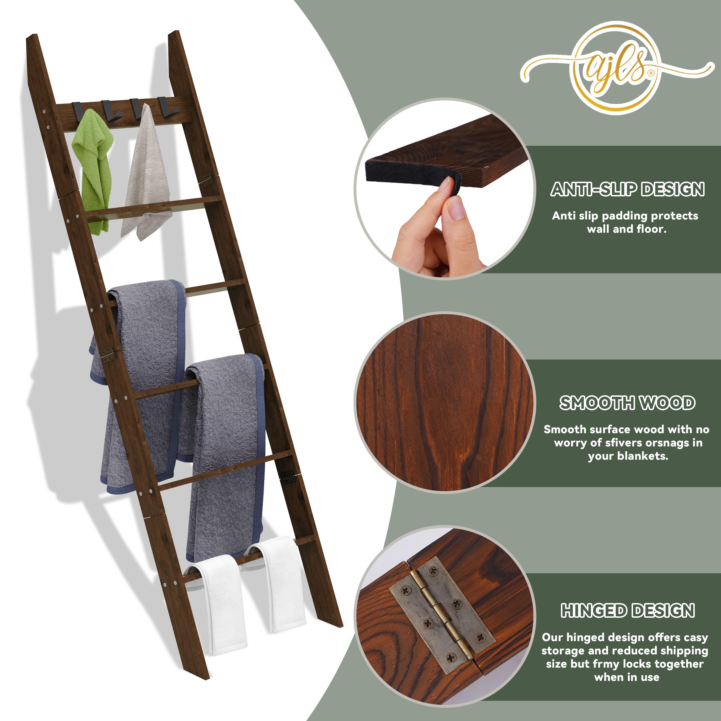 AJLS space-saving quilt rack for towels and blankets.
