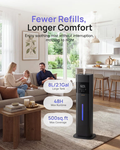 Akacozie humidifier with smart humidity control maintains stable comfort