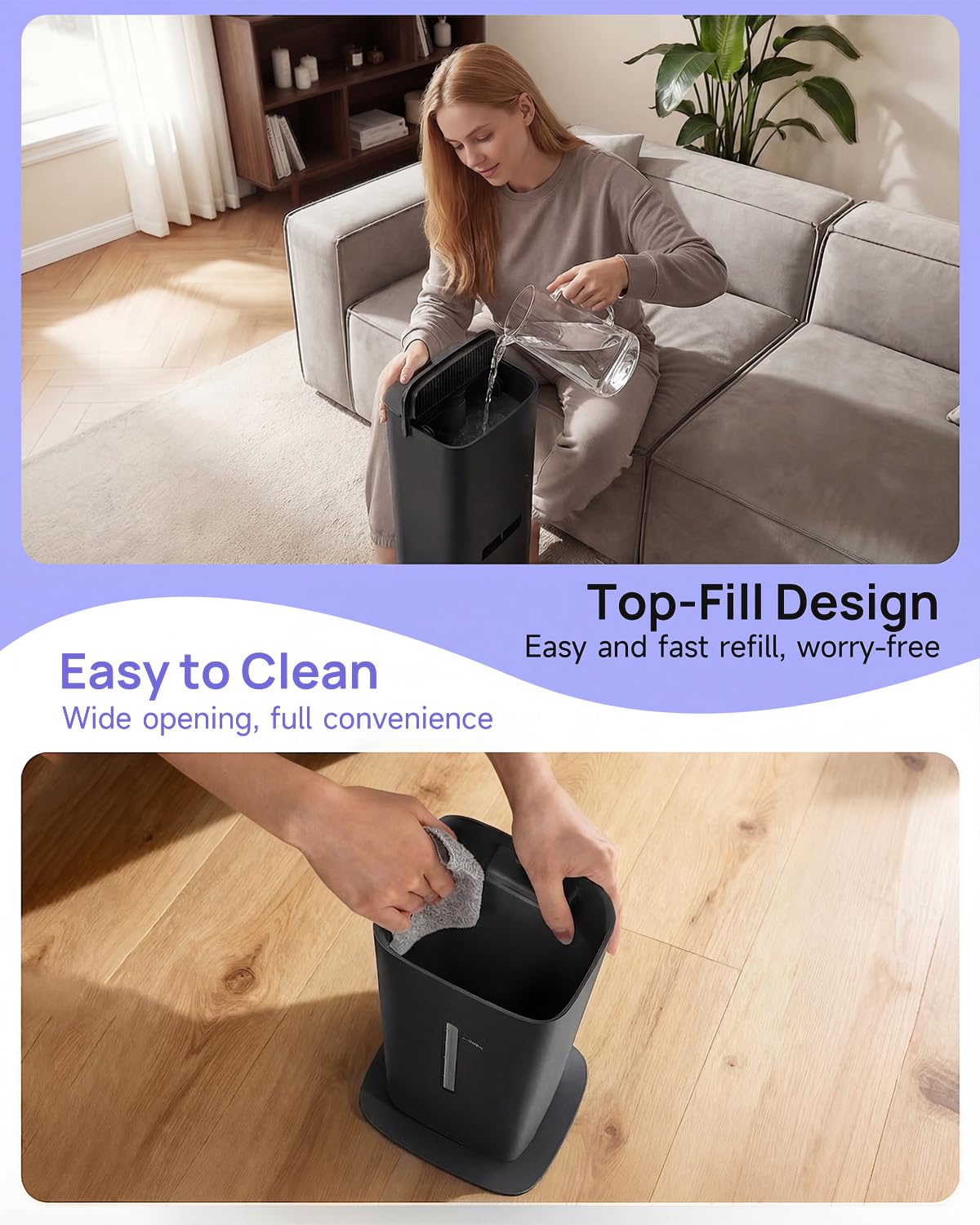 Akacozie top-fill design reduces spills during refills