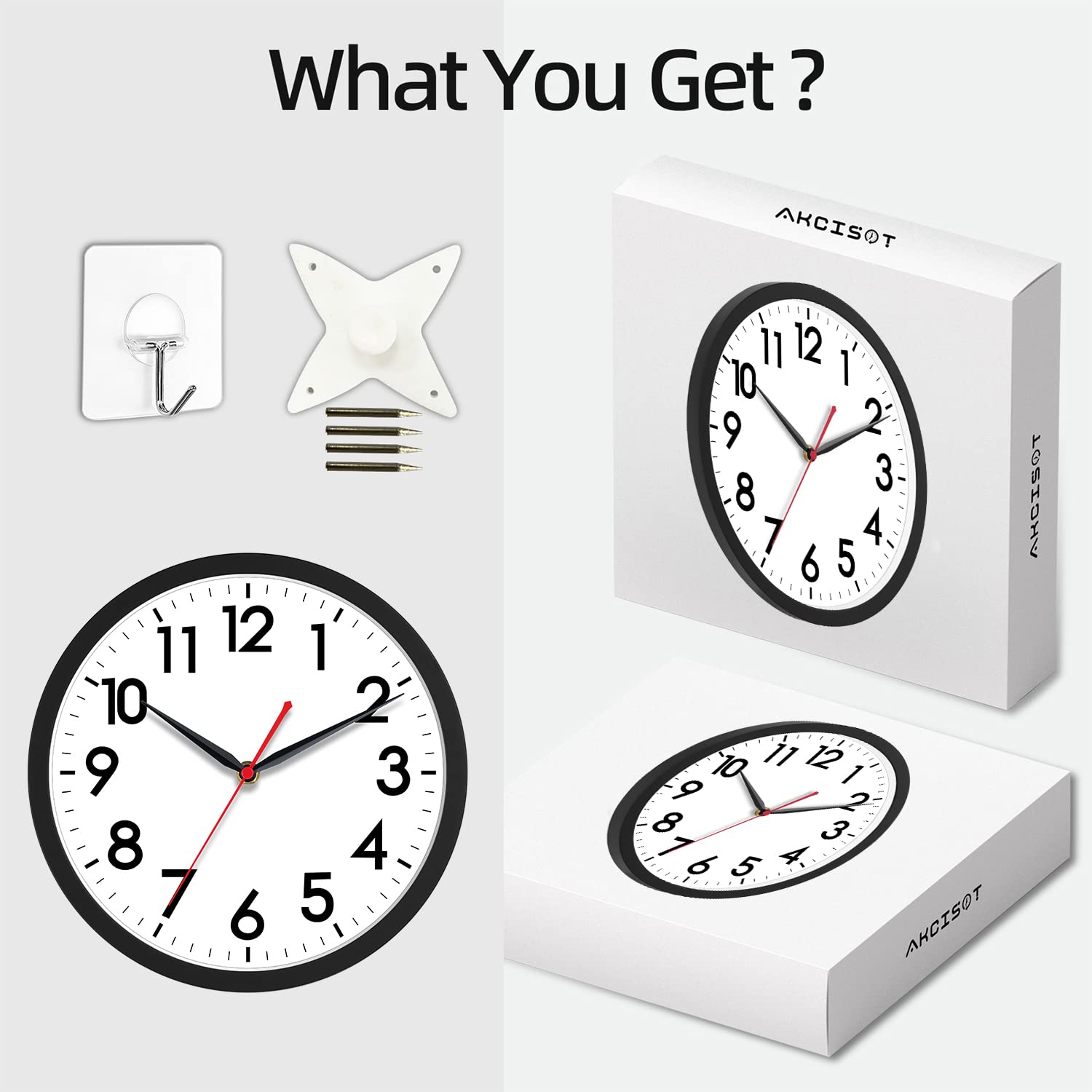 AKCISOT 12inch wall clock in office setting aids focused work.