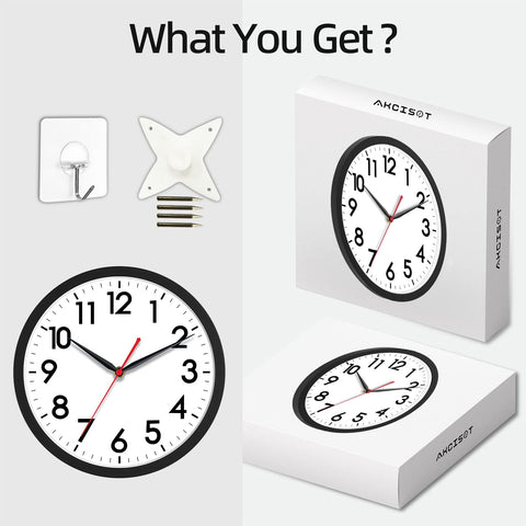 AKCISOT 12inch wall clock in office setting aids focused work.