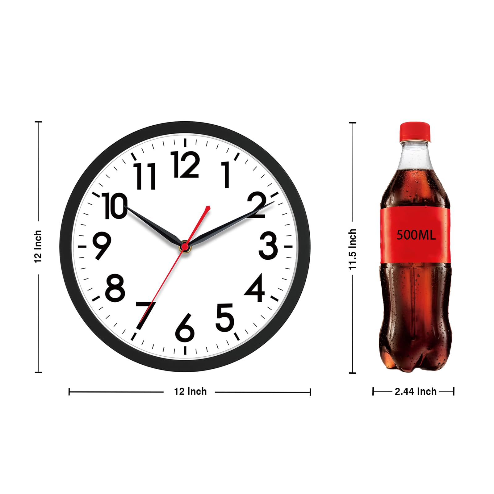 AKCISOT 12inch wall clock side view shows slim profile for tight walls.