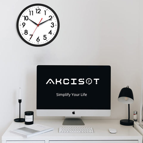 AKCISOT 12inch wall clock wall mount with two included hooks.