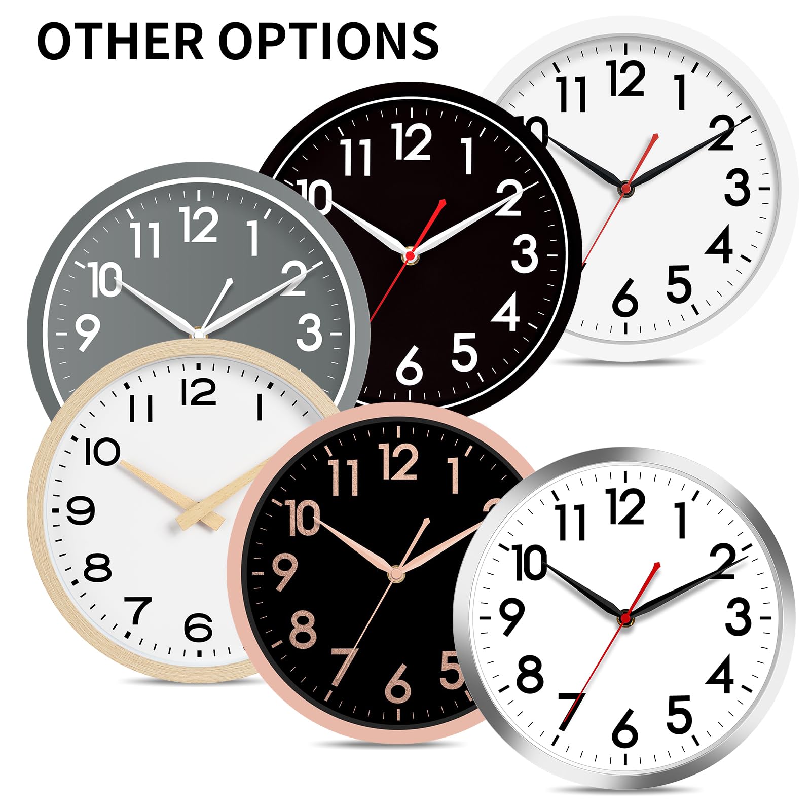 AKCISOT 14-Inch Wall Clock battery compartment shown, easy setup and reliable power.