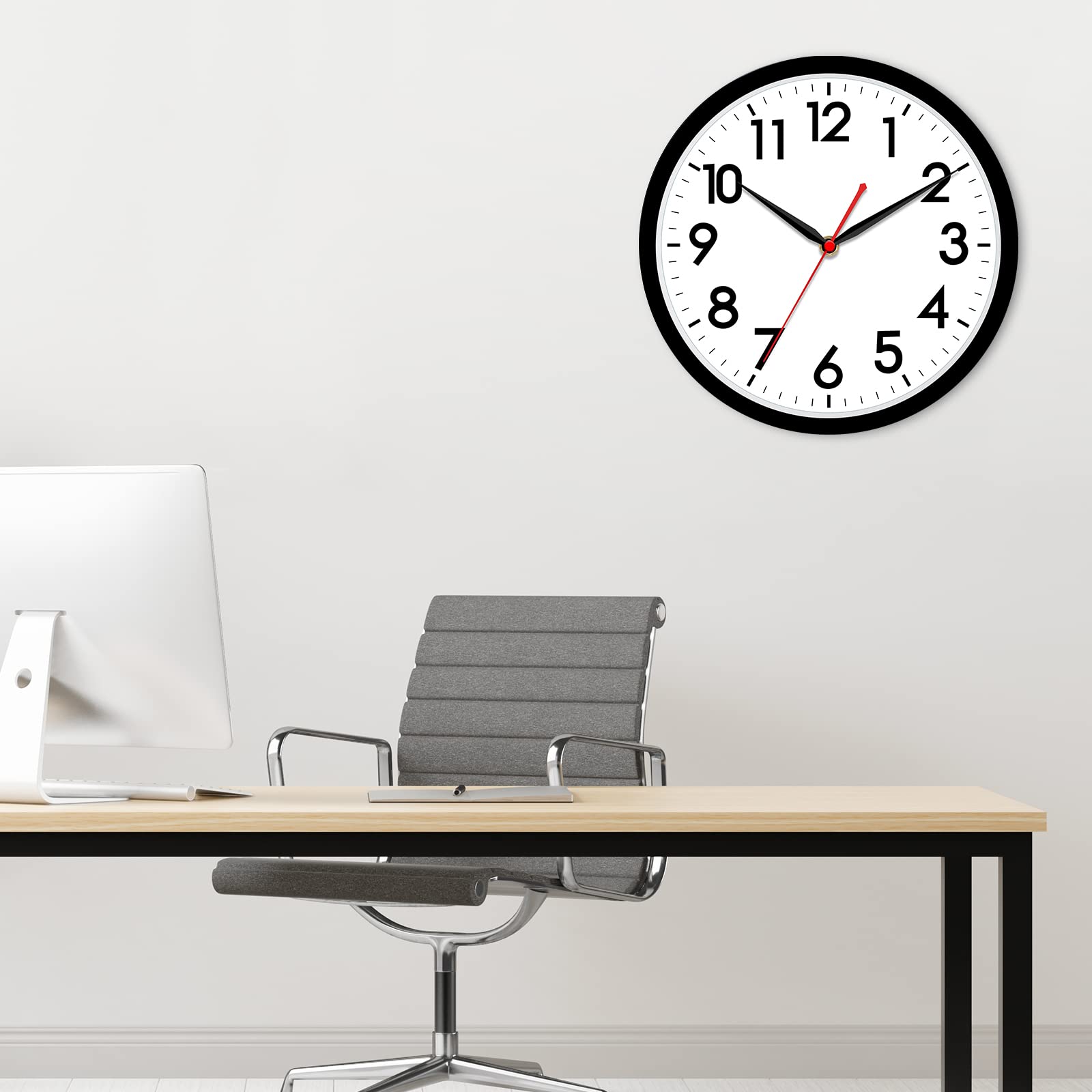 AKCISOT 14-Inch Wall Clock office wall setup highlights clear readability.