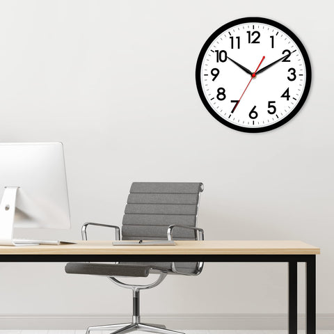 AKCISOT 14-Inch Wall Clock office wall setup highlights clear readability.