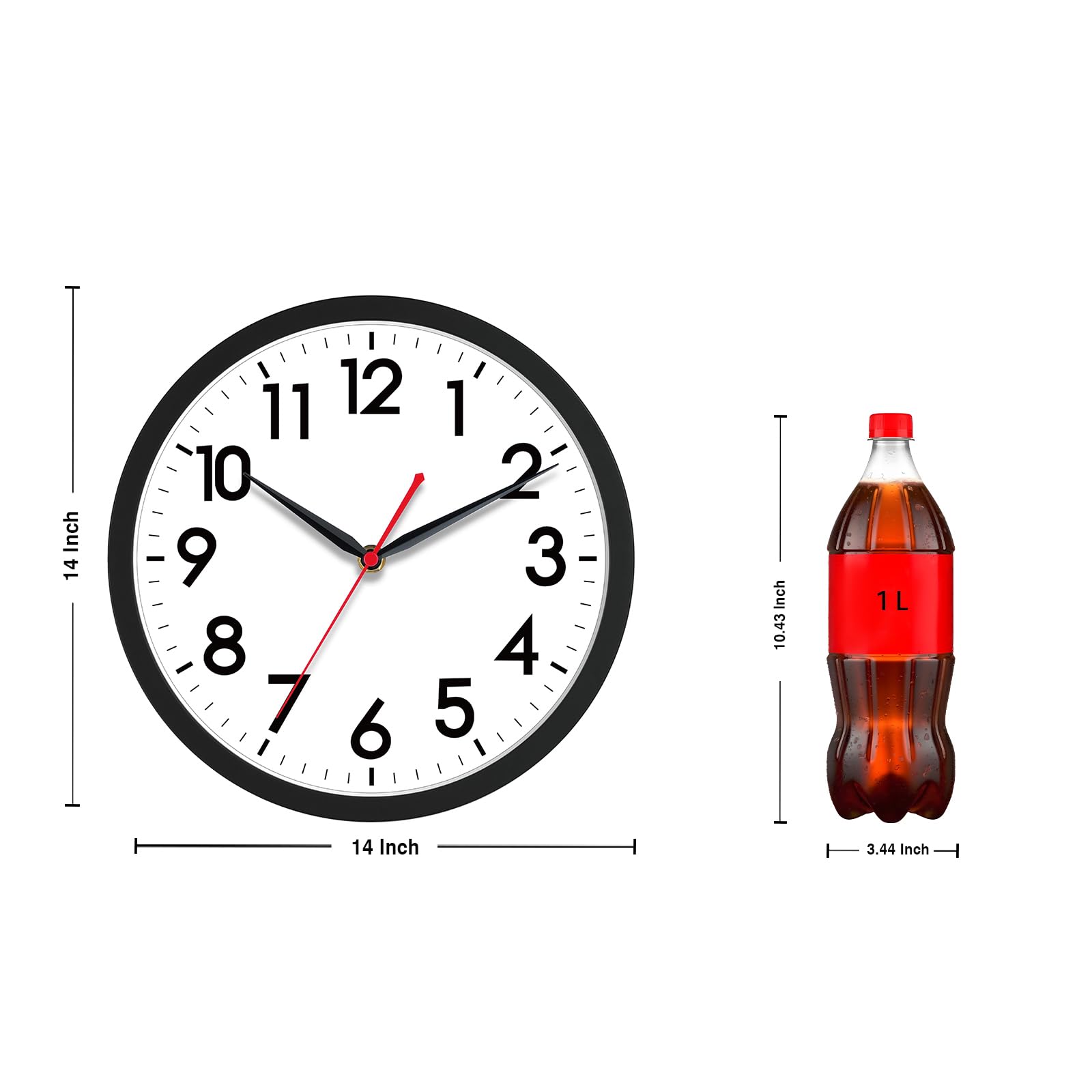AKCISOT 14-Inch Wall Clock silent sweep demonstrates unobtrusive operation for study spaces.