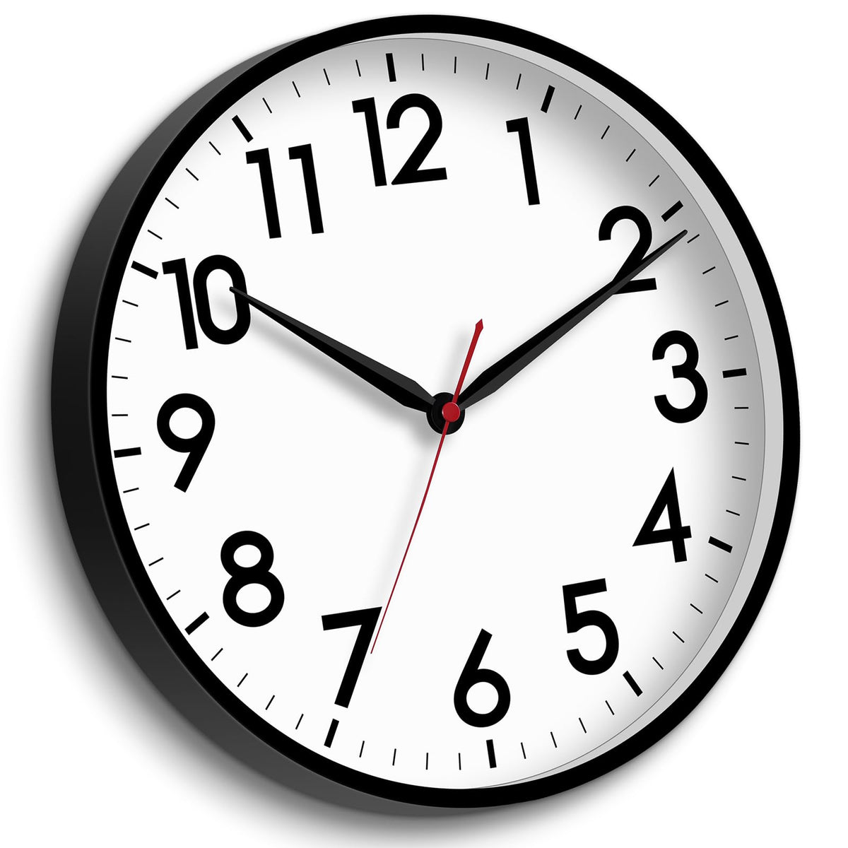 AKCISOT 16-inch wall clock with black face offering easy time reading from any angle.