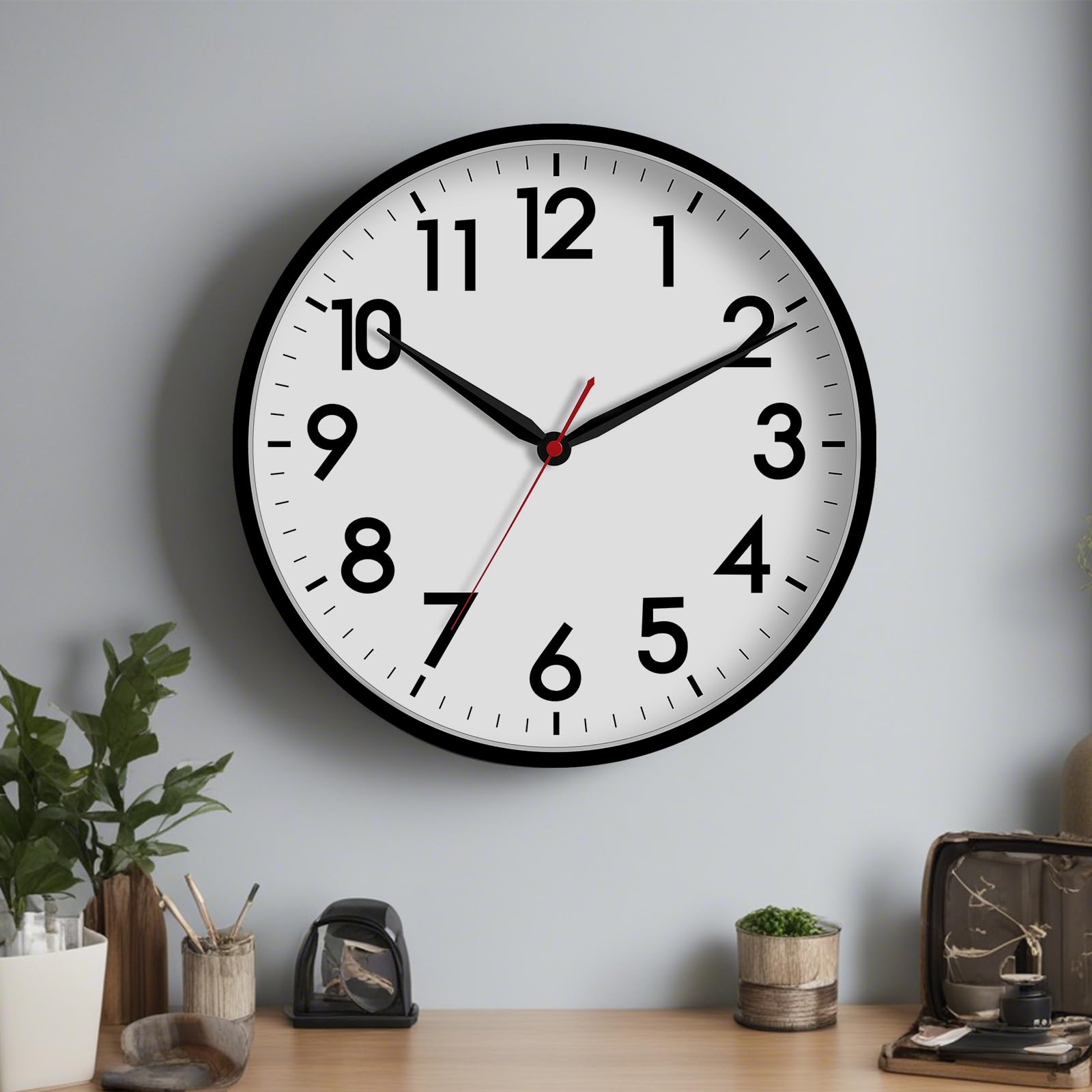 AKCISOT wall clock in living room setting emphasizes practical decor.