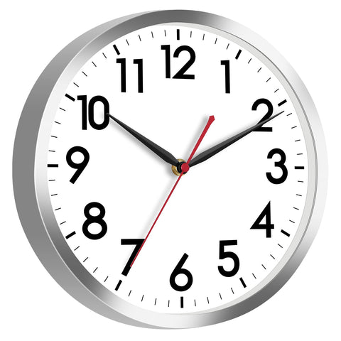 AKCISOT wall clock with silver face for easy time reading.