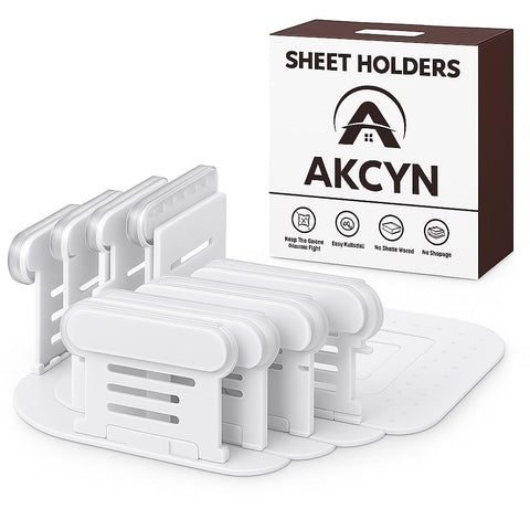 AKCYN bed sheet holders corners 4-pack keep sheets secure and wrinkle-free all night.