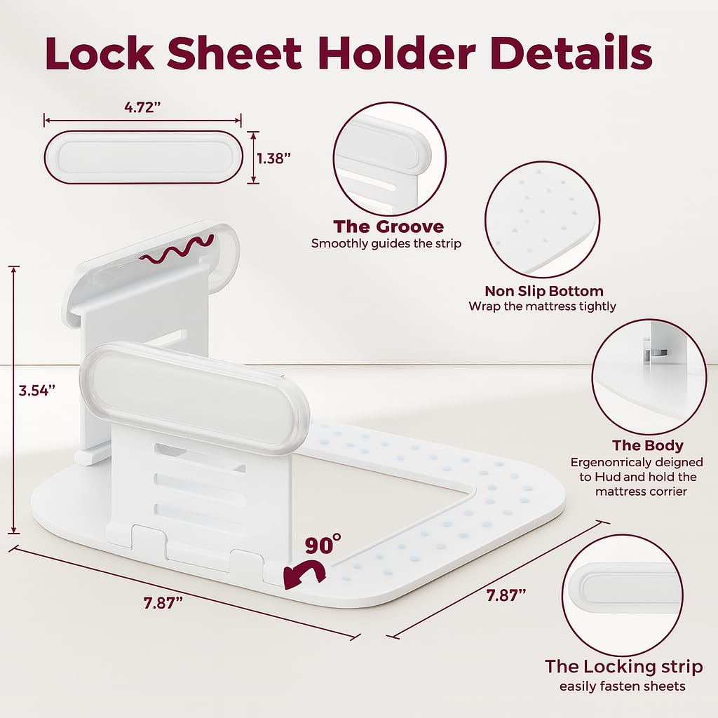 AKCYN Bedlock system grips corners to stop shifting and sagging.