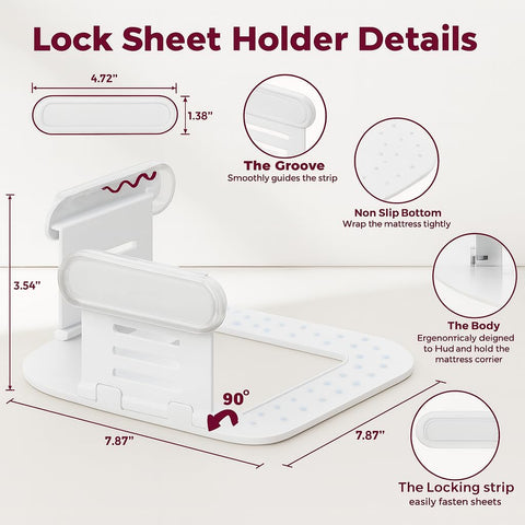 AKCYN Bedlock system grips corners to stop shifting and sagging.