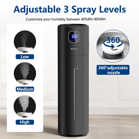 Akeshan humidifier 360° rotating nozzle directs mist where needed.