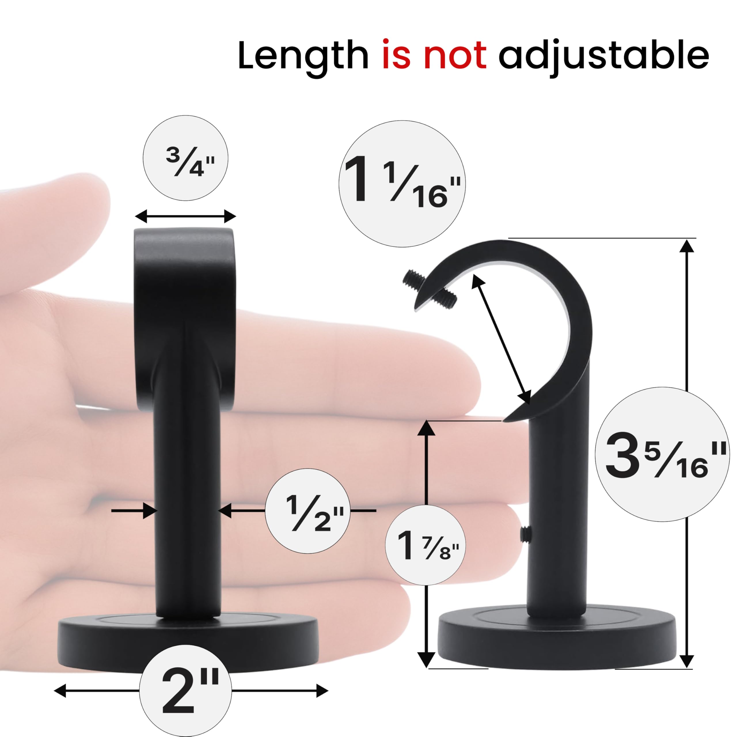A Key Tech black-finish brackets resist scratches and suit modern interiors.