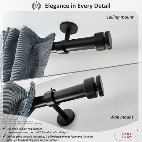 A Key Tech hidden-screws design ensures a sleek, unobtrusive curtain rod installation.