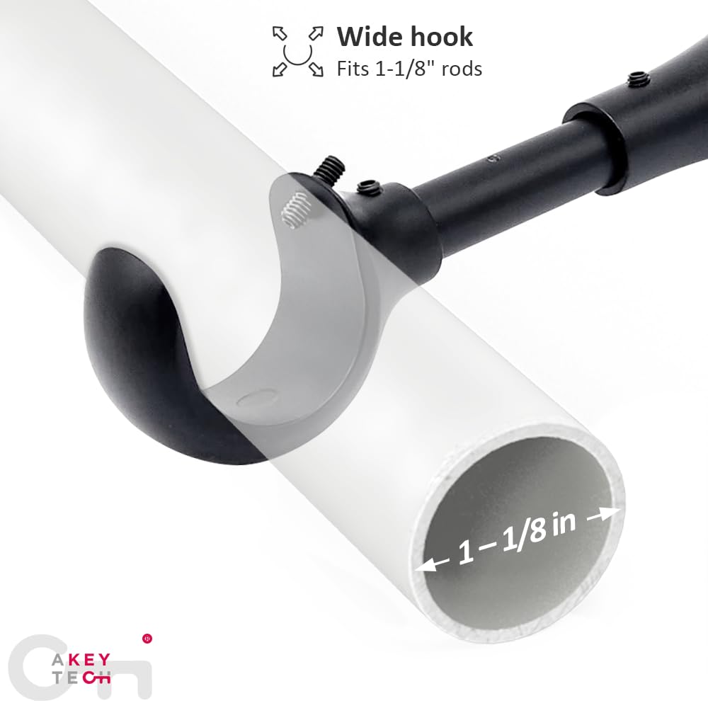 Curtain rod brackets fit 3/4 to 1 inch rods for versatile compatibility.