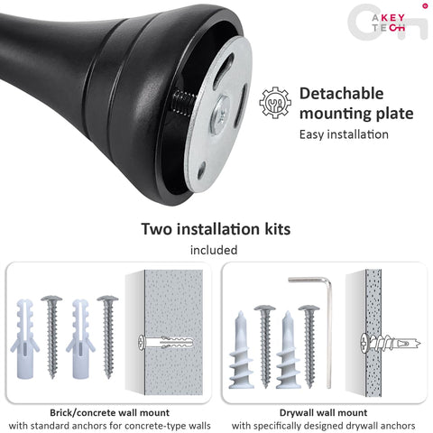 Matte black aluminum alloy brackets blend with modern interiors and resist tarnish.