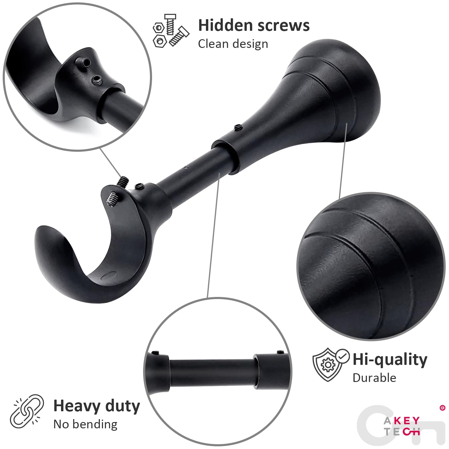 Four-pack from A Key Tech supports up to 26 lbs per bracket for heavy curtains.