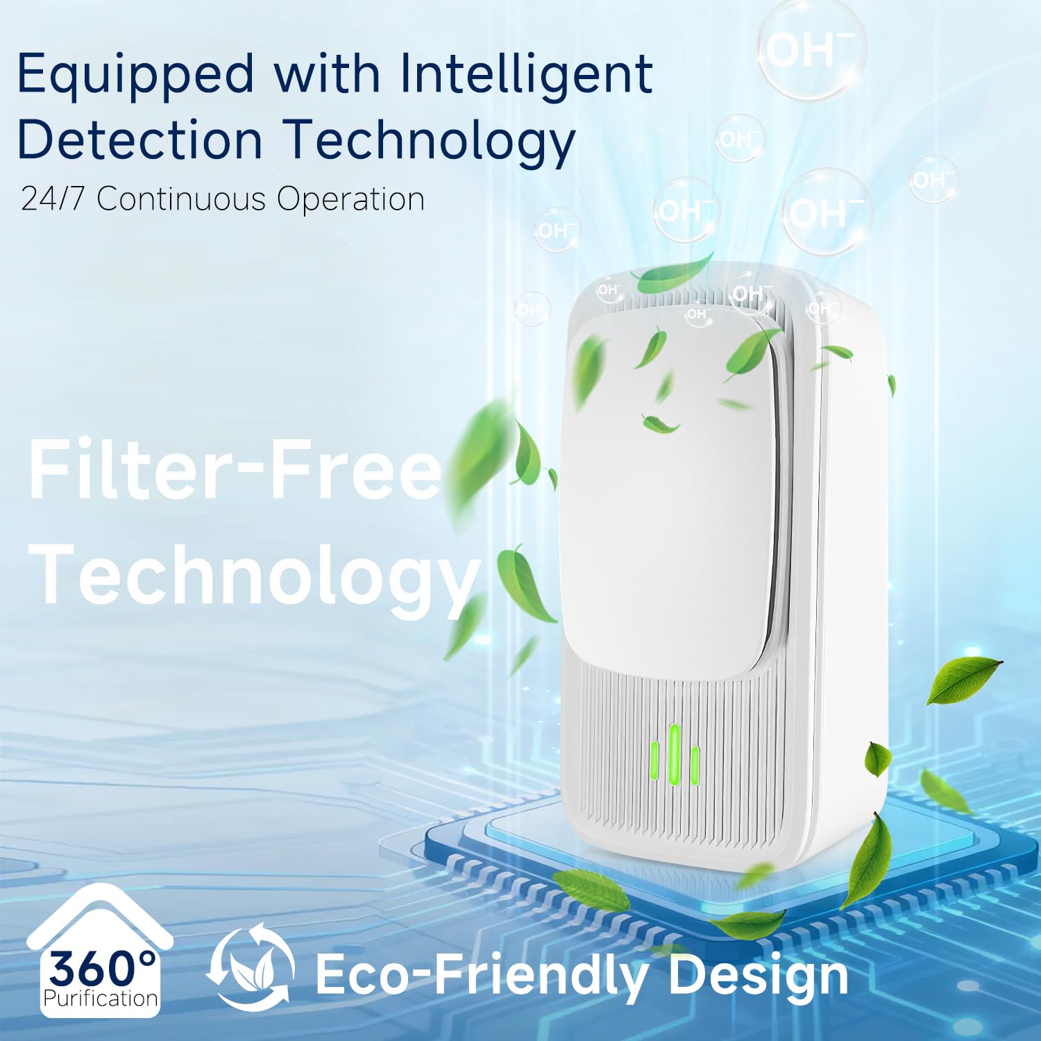 AKHQVC desk setup air purifier in office to reduce odors.