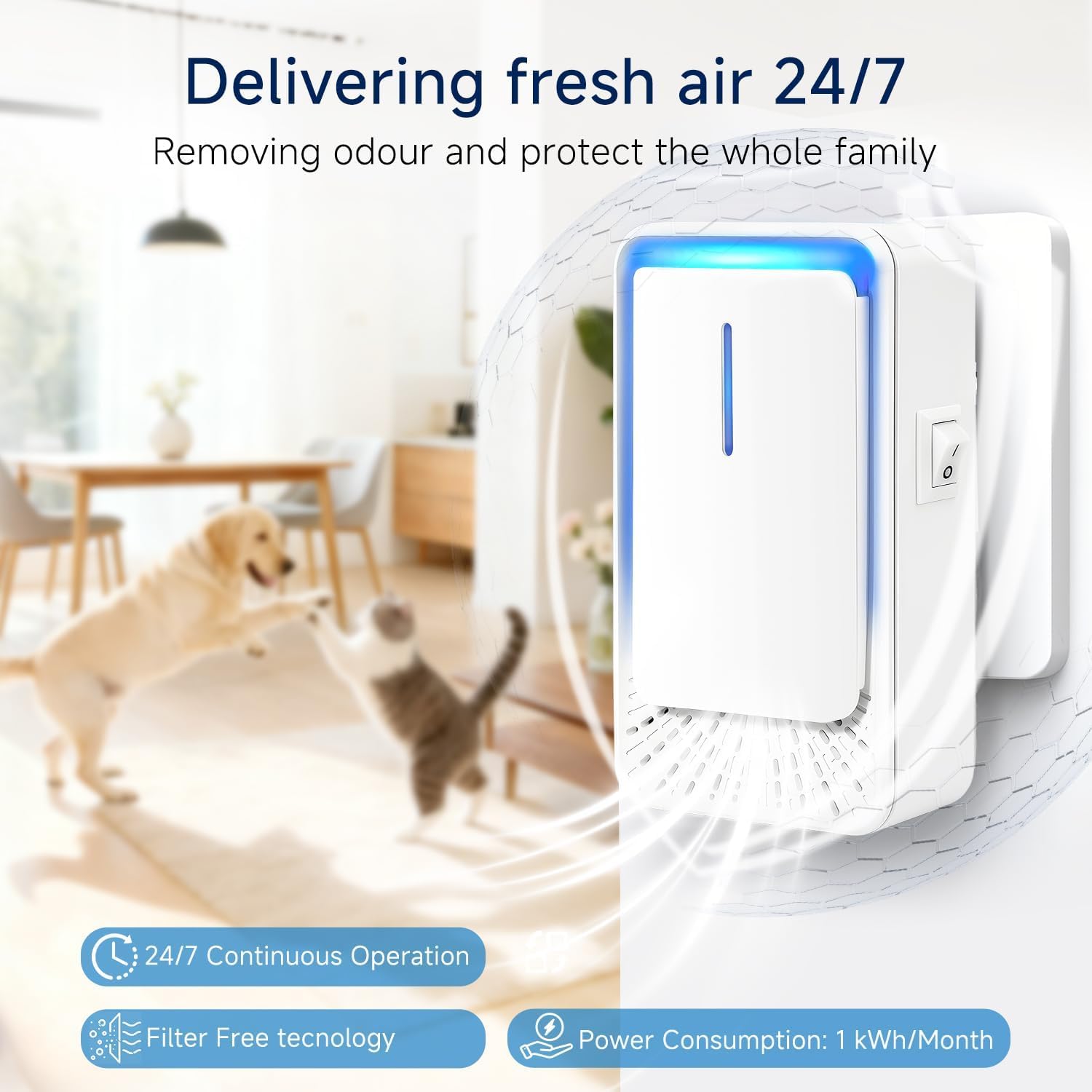 Small, portable AKHQVC ionizer ideal for travel and multiple rooms.