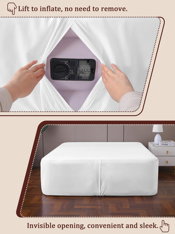 Akicia air mattress sheet with elasticized edges for snug fit.