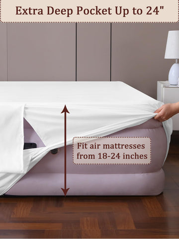 Akicia protective barrier sheet shields air mattress from dirt and punctures.