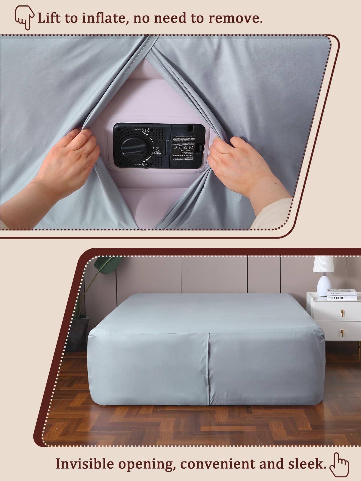 Akicia deep-pocket 18-24 inch sheet fits thick air mattresses for a secure, wrinkle-free feel.