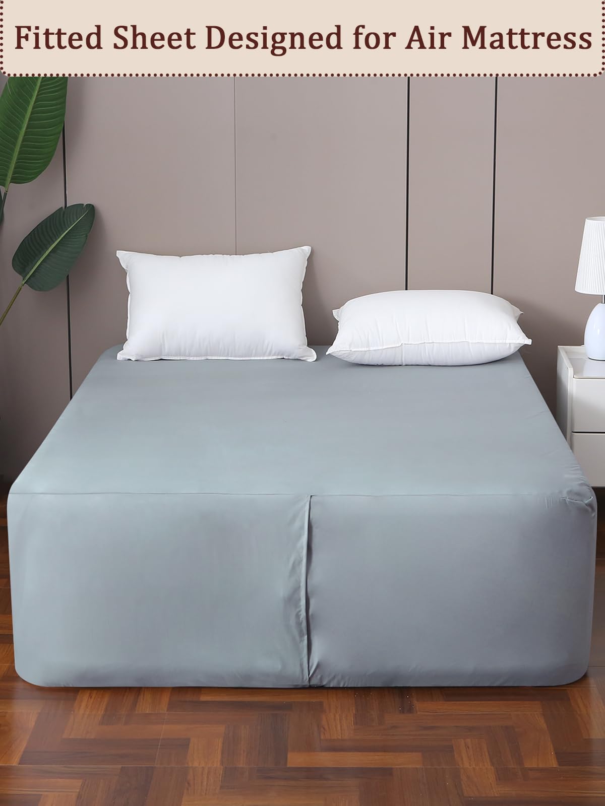 Akicia grey fitted sheet gives a stylish, practical fit for inflatable beds
