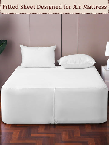 Akicia white air mattress sheet offering a clean, easy-to-care look.