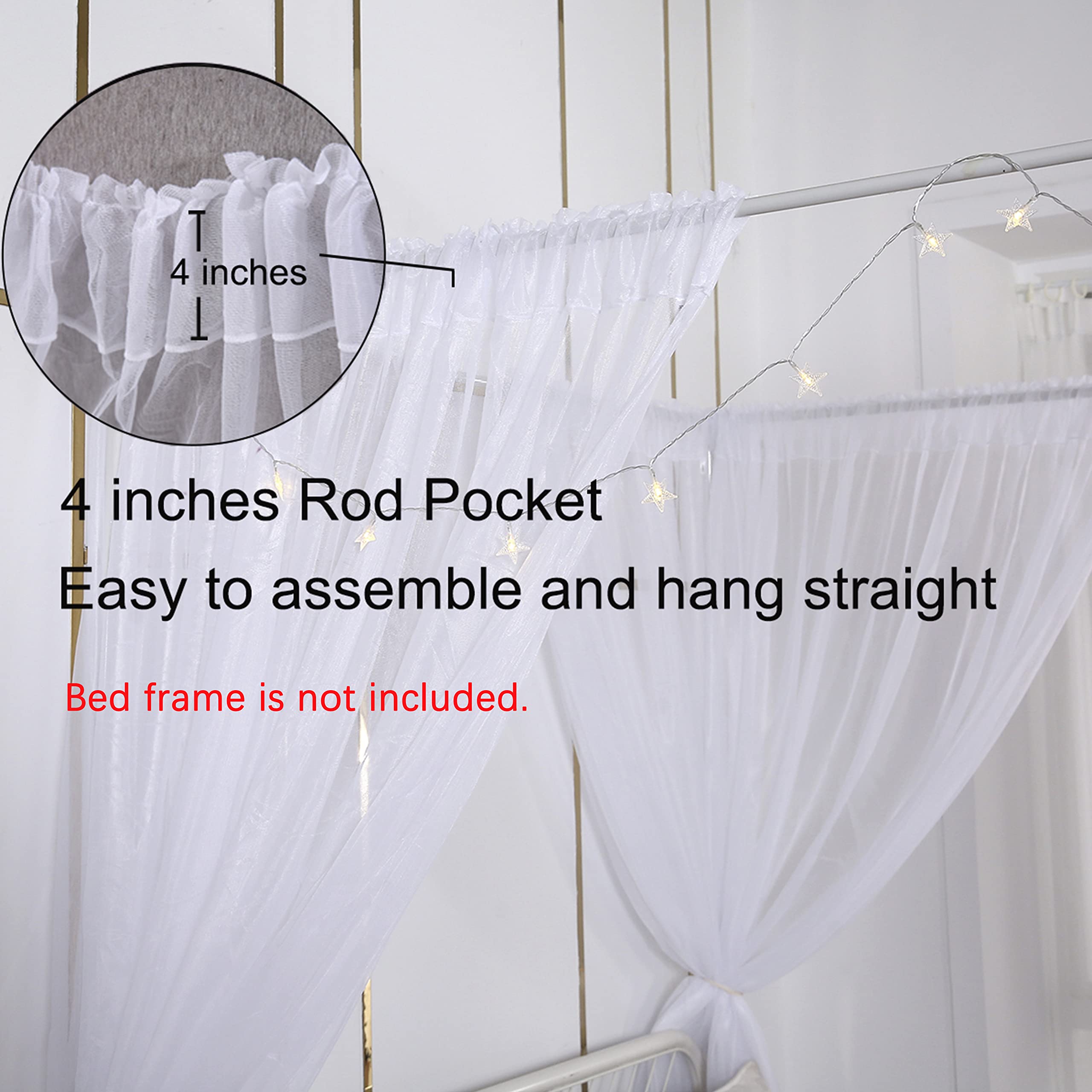 Akiky Rod-pocket canopy for easy hanging on many bed frames.