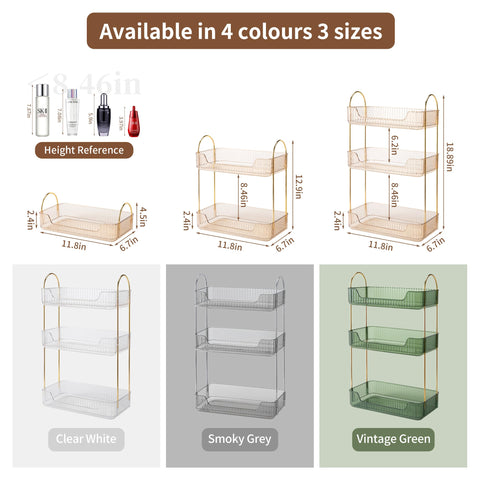 Akinbas two-tier design highlights gold brackets for a modern, elegant countertop.