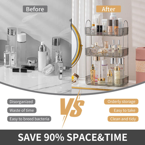 Akinbas lower tray stores makeup and skincare neatly.