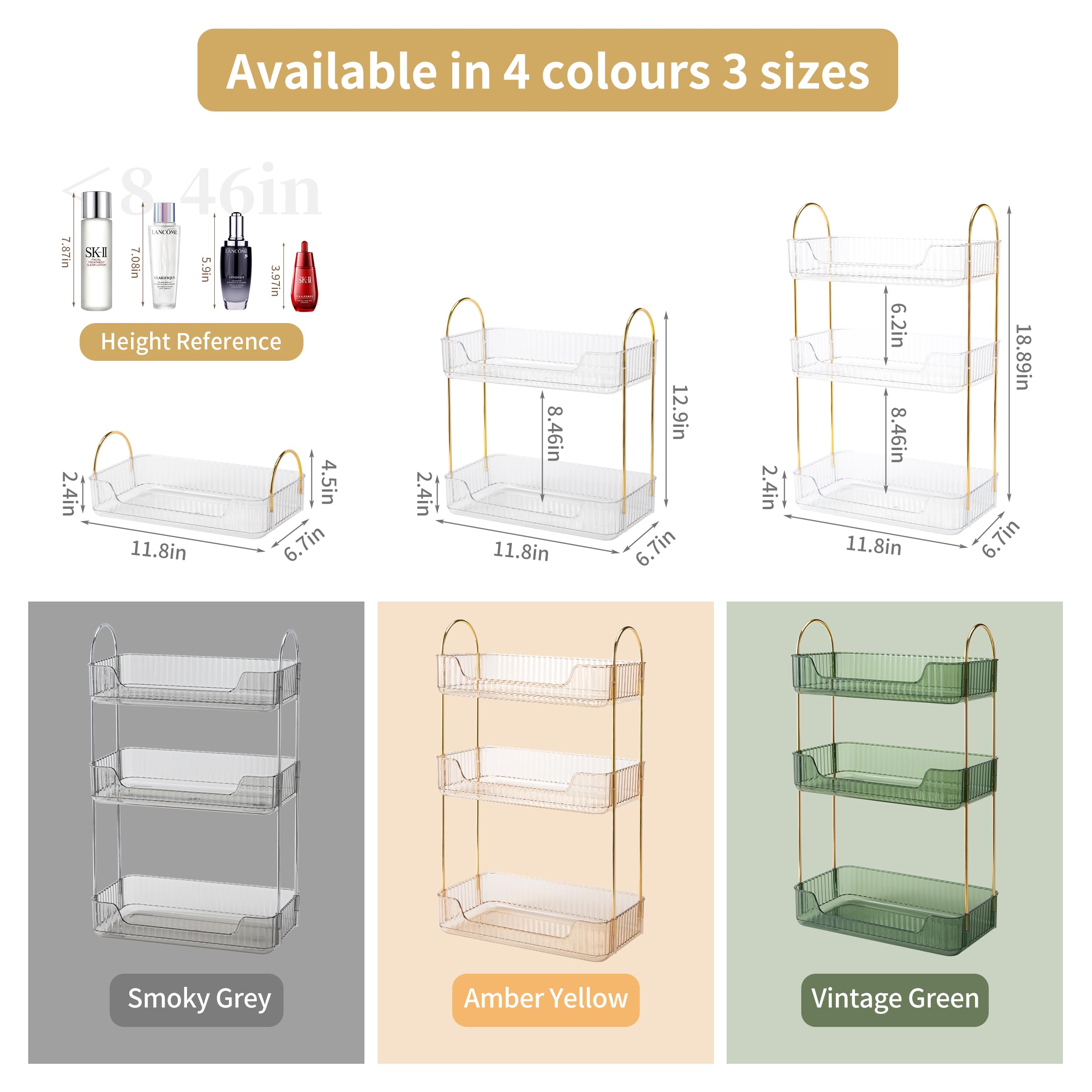 Akinbas 3-tier bathroom organizer top view reveals stacked tiers and quick item access.