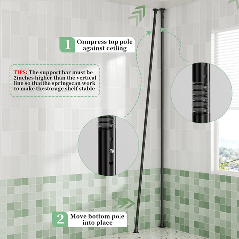 Akinbas black finish shower caddy installed in a modern bathroom.
