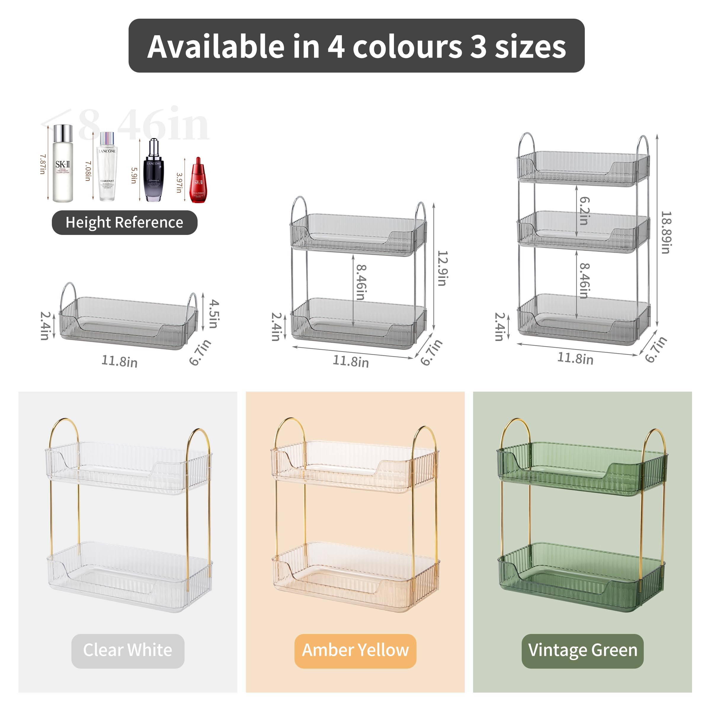 Akinbas countertop makeup tray with two levels for easy access